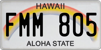 HI license plate FMM805