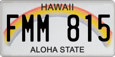 HI license plate FMM815