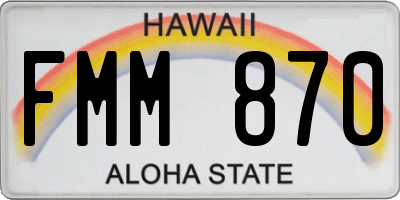 HI license plate FMM870