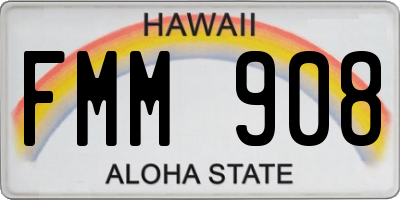 HI license plate FMM908