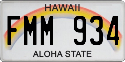 HI license plate FMM934