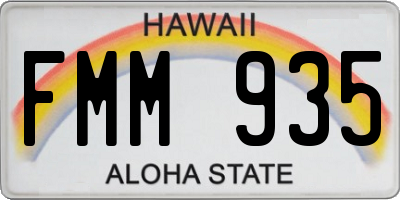 HI license plate FMM935