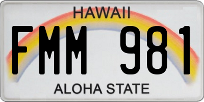 HI license plate FMM981