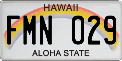HI license plate FMN029