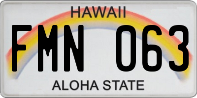 HI license plate FMN063