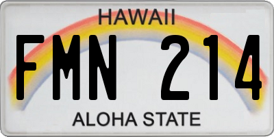 HI license plate FMN214