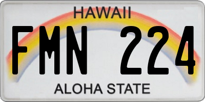HI license plate FMN224