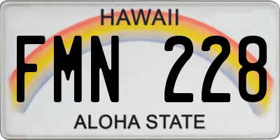 HI license plate FMN228