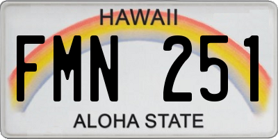 HI license plate FMN251