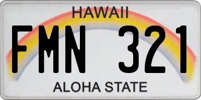 HI license plate FMN321