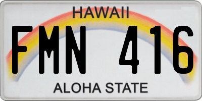 HI license plate FMN416