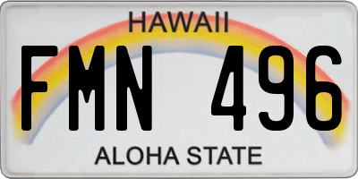 HI license plate FMN496