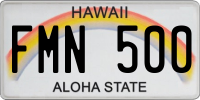 HI license plate FMN500