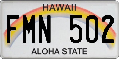 HI license plate FMN502