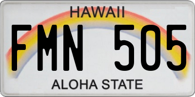 HI license plate FMN505
