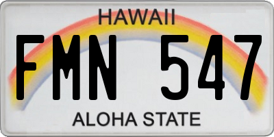 HI license plate FMN547