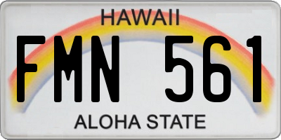 HI license plate FMN561