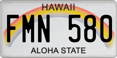 HI license plate FMN580