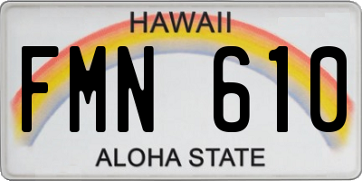 HI license plate FMN610