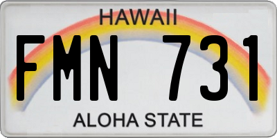 HI license plate FMN731