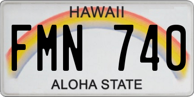 HI license plate FMN740