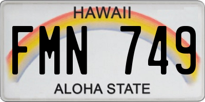 HI license plate FMN749