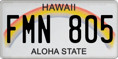 HI license plate FMN805