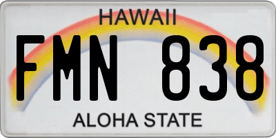 HI license plate FMN838