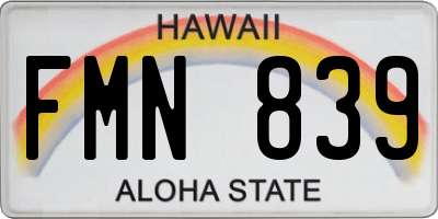 HI license plate FMN839