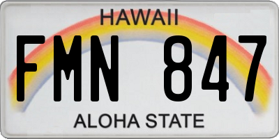 HI license plate FMN847