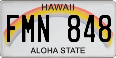 HI license plate FMN848