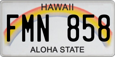 HI license plate FMN858