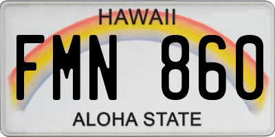 HI license plate FMN860