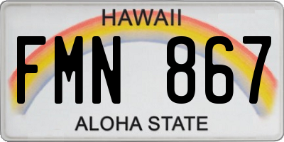 HI license plate FMN867