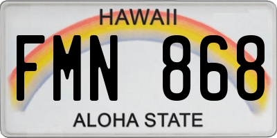 HI license plate FMN868