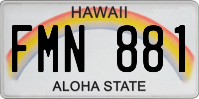 HI license plate FMN881