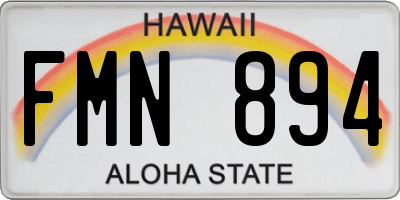 HI license plate FMN894