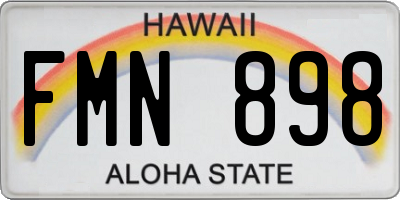 HI license plate FMN898