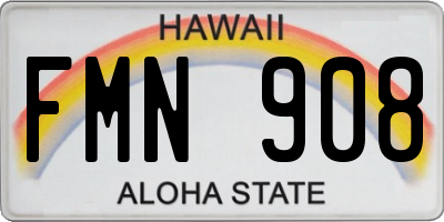 HI license plate FMN908