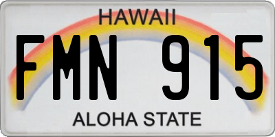 HI license plate FMN915