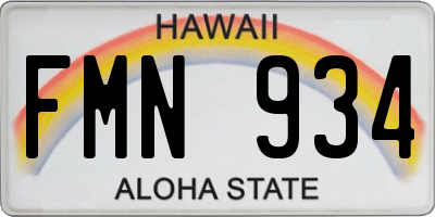HI license plate FMN934
