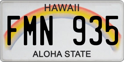 HI license plate FMN935