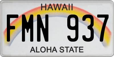 HI license plate FMN937