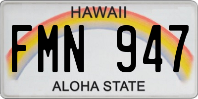 HI license plate FMN947