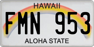 HI license plate FMN953