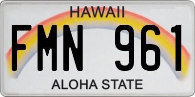 HI license plate FMN961