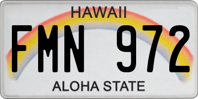 HI license plate FMN972