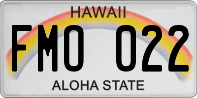 HI license plate FMO022