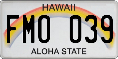 HI license plate FMO039