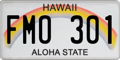 HI license plate FMO301